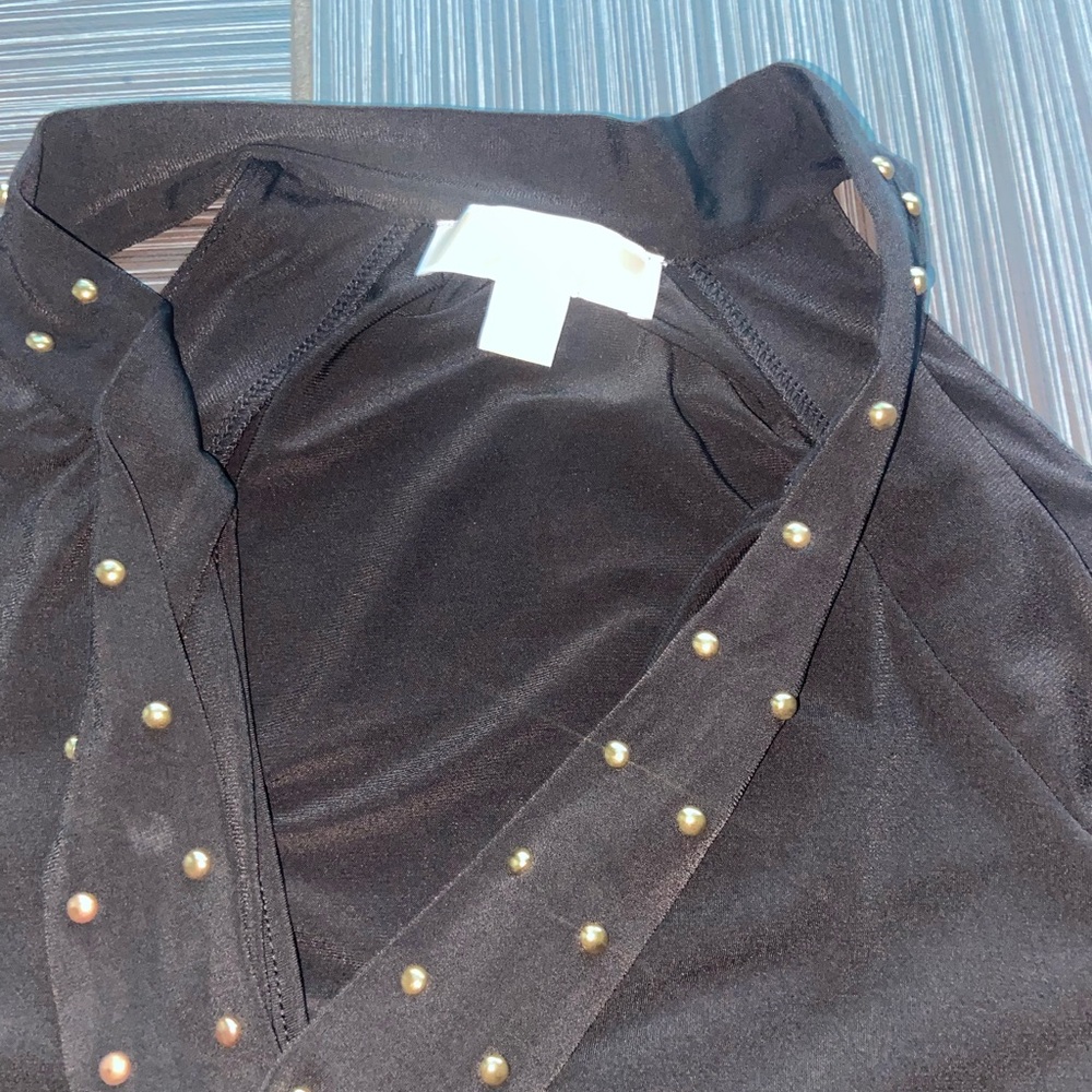 Michael Kors cold shoulder top blouse black hold size medium m - Picture 3 of 3